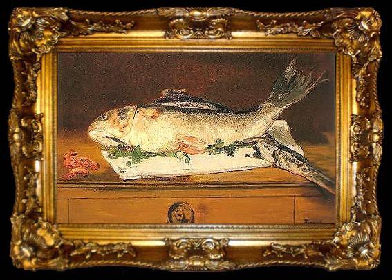 framed  Edouard Manet Still-life, Salmon, Pike and Shrimps, ta009-2